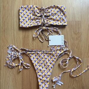 Acacia swimwear Goldie print triangle top lauie bottom bikini set lumahai